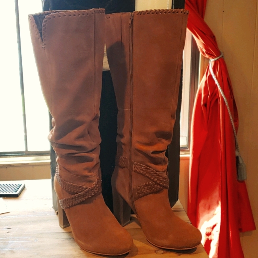 Brown heeled boots